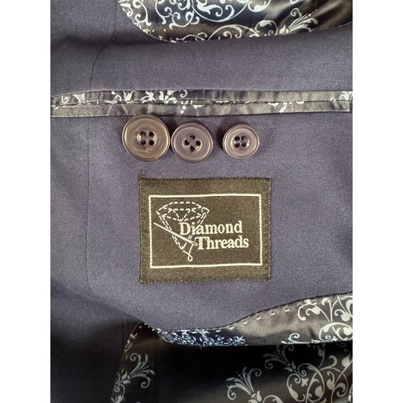 Diamond Threads Military Styled Jacket Size 48L Navy Blue Lined Polyester - Picture 8 of 16